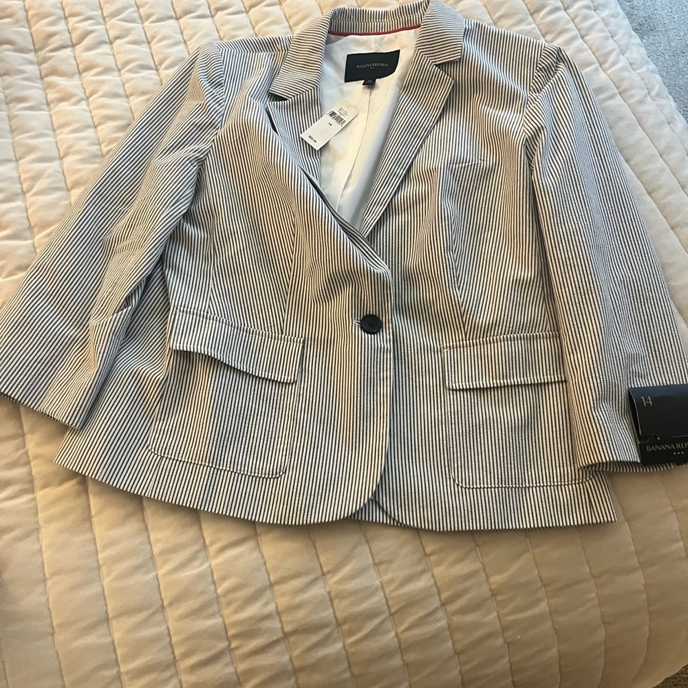 Banana Republic Blue Striped Blazer